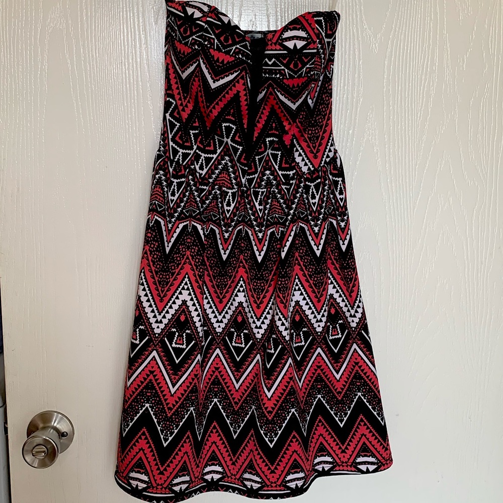 Strapless Pink and Black Dress